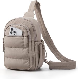 BAGSMART Small Sling Bag for Women, Puffer Crossbody Bag Hobo Handbag | Fanny Packs for Travel Hiking, Daily Travel Purse for women