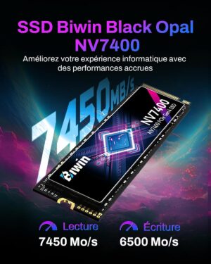 BIWIN Black Opal NV7400 1TB SSD Gen4x4, Read Speed up to 7450MB/s, NVMe M.2 2280 PCIe 4.0 Internal PC Solid State Drive for Laptop/Desktop/PS5