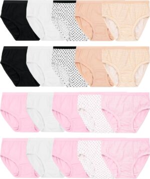 Fruit of the Loom Girls' Cotton Brief Underwear Multipacks