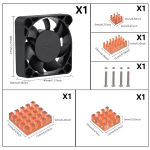 GeeekPi 40x40x10mm Speed Adjustable Fan with 4 Copper Heatsinks for Raspberry Pi 5 4GB/8GB (F-0027)
