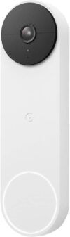 Google Nest Doorbell (Battery) - Snow | 6x digital zoom video doorbell, HD, 24/7 live view, Night vision, HDR, works with Google Home & Gemini