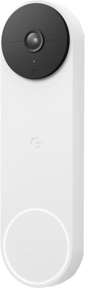 Google Nest Doorbell (Battery) - Snow | 6x digital zoom video doorbell, HD, 24/7 live view, Night vision, HDR, works with Google Home & Gemini