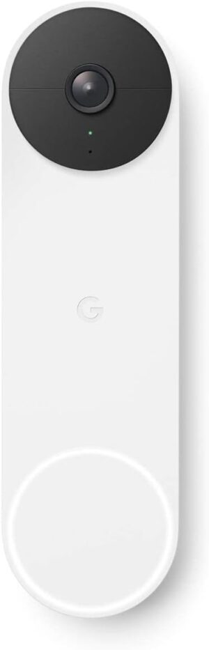 Google Nest Doorbell (Battery) – Snow | 6x digital zoom video doorbell, HD, 24/7 live view, Night vision, HDR, works with Google Home & Gemini