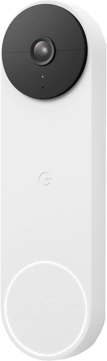 Google Nest Doorbell (Battery) - Snow | 6x digital zoom video doorbell, HD, 24/7 live view, Night vision, HDR, works with Google Home & Gemini