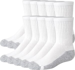 Hanes Kids' Uniform Crew Socks Pack, 10-pack, Moisture-wicking, Cushioned, Stretch Kids' Socks for School