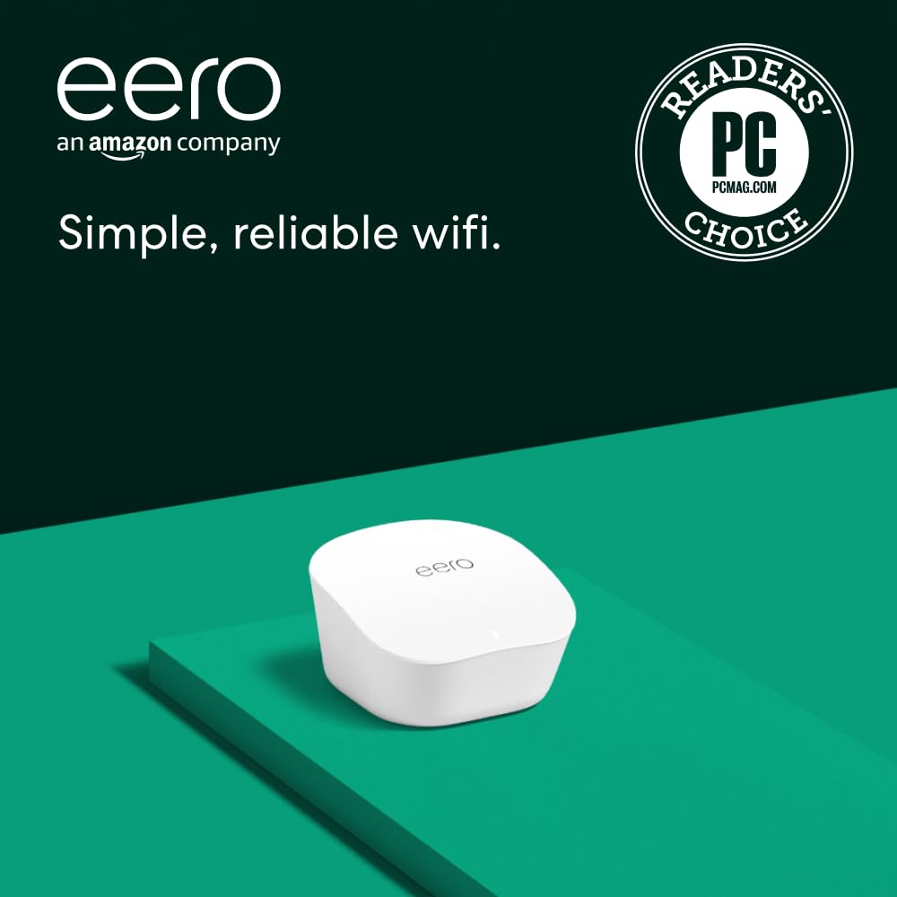 Like-New Amazon eero mesh wifi router - Supports internet plans up to 550 Mbps, Coverage up to 1,500 sq. ft., 1-pack