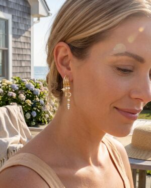MUMREUES 14K Gold Earrings for Women Trendy Illusion Stud Dangle Earrings | Statament Hypoallergenic Earrings for Sensitive Ears,Dainty Drop Earrings,14K Gold Plated Huggie Dangly Earrings Jewelry