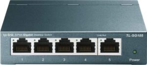 TP-Link TL-SG105, 5 Port Gigabit Unmanaged Ethernet Switch, Network Hub, Ethernet Splitter, Plug & Play, Fanless Metal Design, Shielded Ports, Traffic Optimization | Network Hub, Ethernet Splitter, Plug & Play, Fanless Metal Design, Shielded Ports, Traffic Optimization