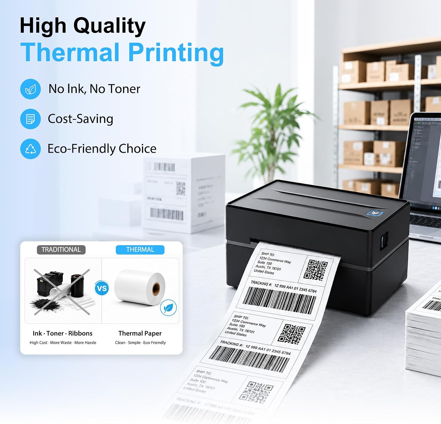 Thermal Shipping Label Printer 4x6 Bluetooth Label Maker for Small Business - Image 2