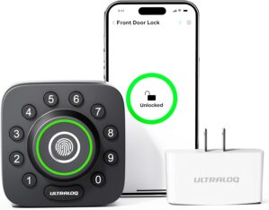 ULTRALOQ Smart Lock U-Bolt Pro with WiFi Hub, Fingerprint Deadbolt, 7 in 1 Keyless Entry Door Lock, Biometric Keypad Deadbolt Front Door Lock, App Control