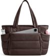 Uselike Tote Bag for Women with Zipper, Quilted Puffer Tote Bag with Compartments, Lightweight Puffy Work Bags for Women