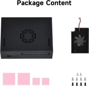 Waveshare Metal case for VisionFive2 Board (NOT Included), with Cooling Fan, Mini-Computer Case, Case Only