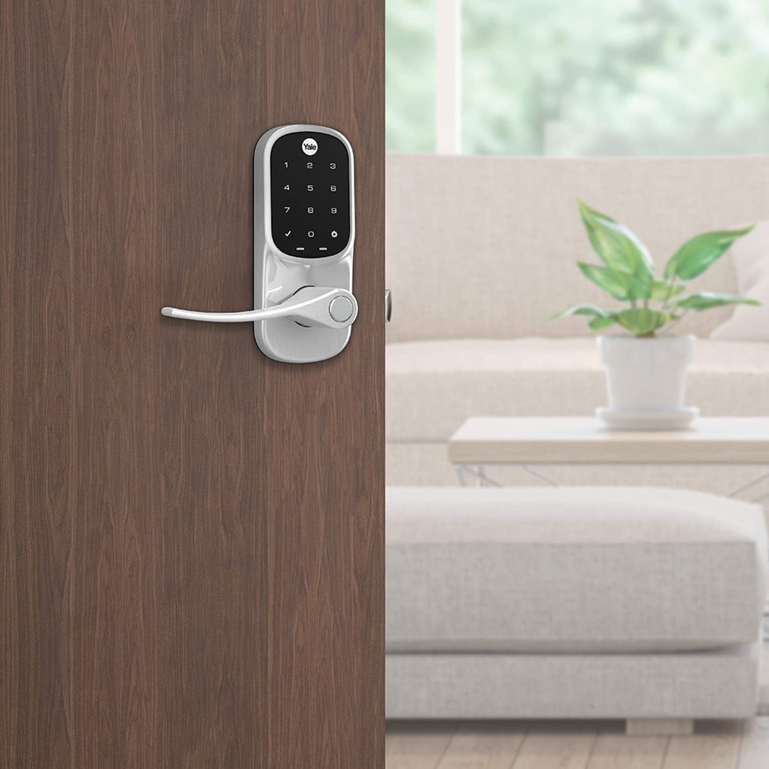 Yale Assure Lever, Touchscreen Keypad Door Lever (for Doors with no deadbolt) - Keyless Entry with pin Code Unlocking and one-Touch or Auto-Locking - Satin Nickel - Image 2