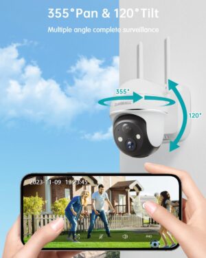 ZUMIMALL 2K Security Cameras Wireless Outdoor, Battery Powered Cameras for Home Security with 360° View, Color Night Vision, 2-Way Talk, AI Motion Alert, Siren, CloudEdge App Supported