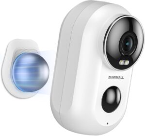 ZUMIMALL Security Cameras Wireless Outdoor with Magnetic Mount, No-Drill Installation, 2K Battery Powered Cameras for Home Security Indoor, 2.4G WiFi, Color Night Vision/130° View/AI Detection/Alexa