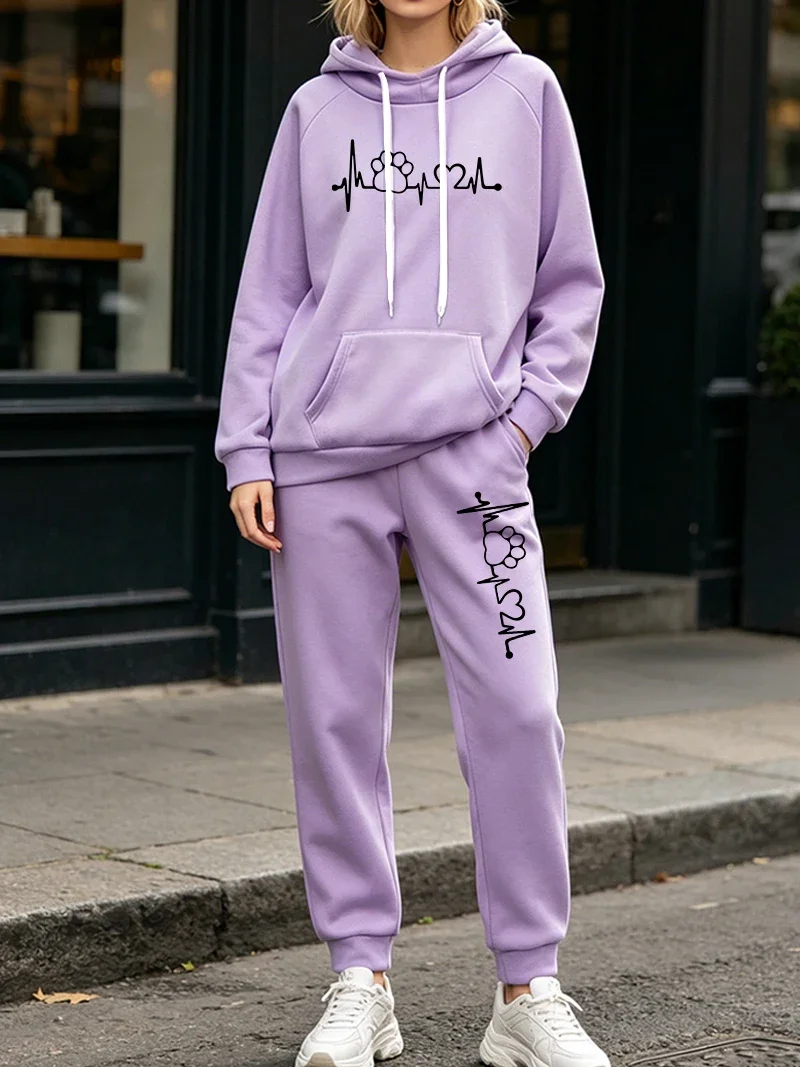 Fashion Women's 2 Pcs Sets Autumn Winter Casual Hooded Sweatshirt Sweatpants Suit Outdoors Sports Jogging Clothing 2026Tracksuit