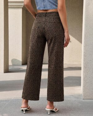 luvamia Wide Leg Jeans for Women Leopard Cheetah Print Ankle Denim Pants | Leopard Pants Women, Animal Print, Stretch Denim, 28″ Inseam, High Waisted Jeans for Women Trendy, Western Chic Fall Outfits
