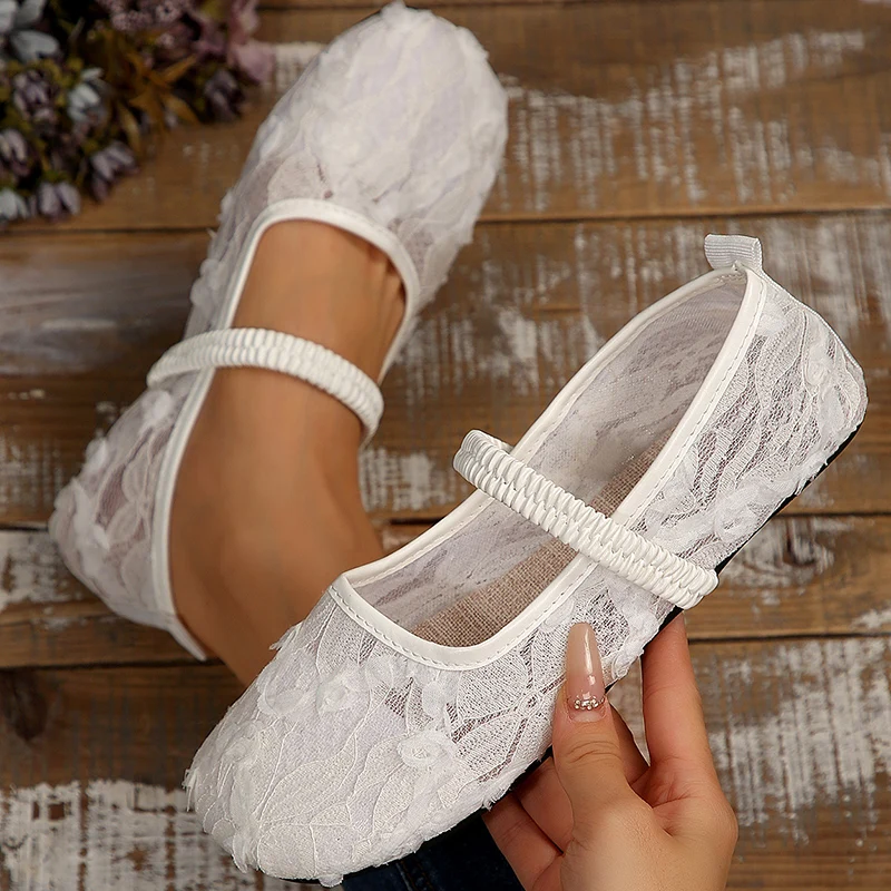Woman Shoes Breathable Mesh Flat Shoes Women's Mary Jane Shoes White Flats Zapatos Mujer Elegant Casual Shoes Autumn Footwear