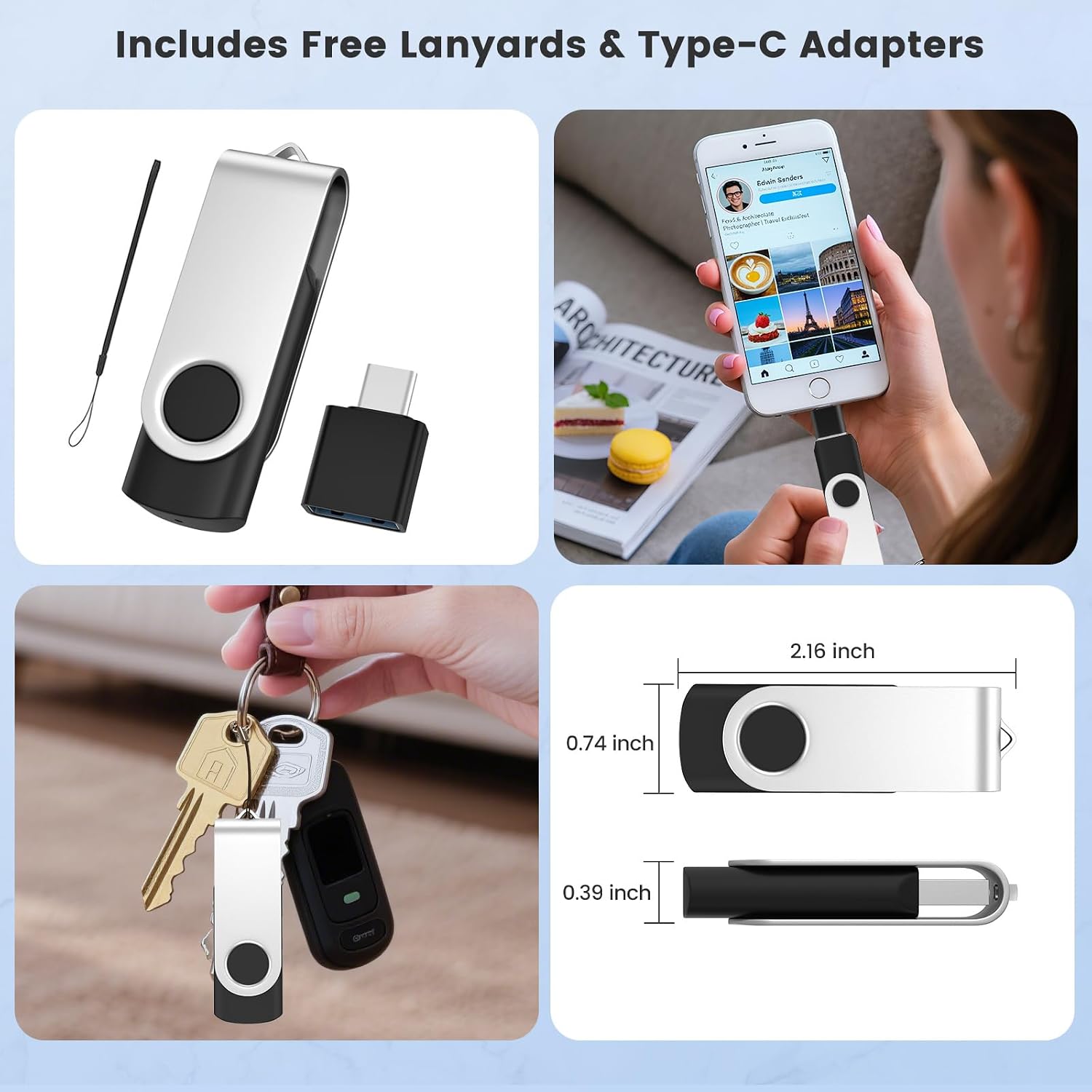 ABLAZE 128GB Flash Drive with Type C Adater, USB 2.0 Thumb Drive - Image 5
