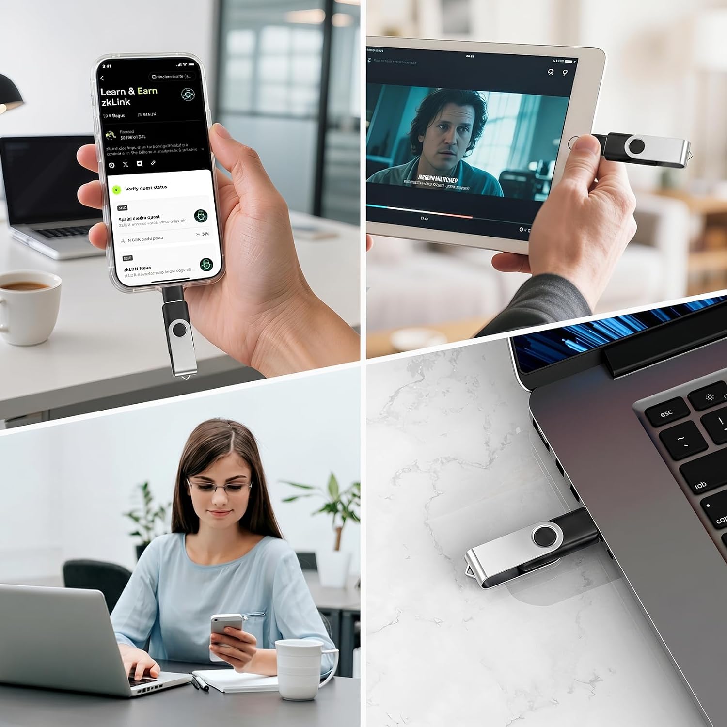 ABLAZE 128GB Flash Drive with Type C Adater, USB 2.0 Thumb Drive - Image 6