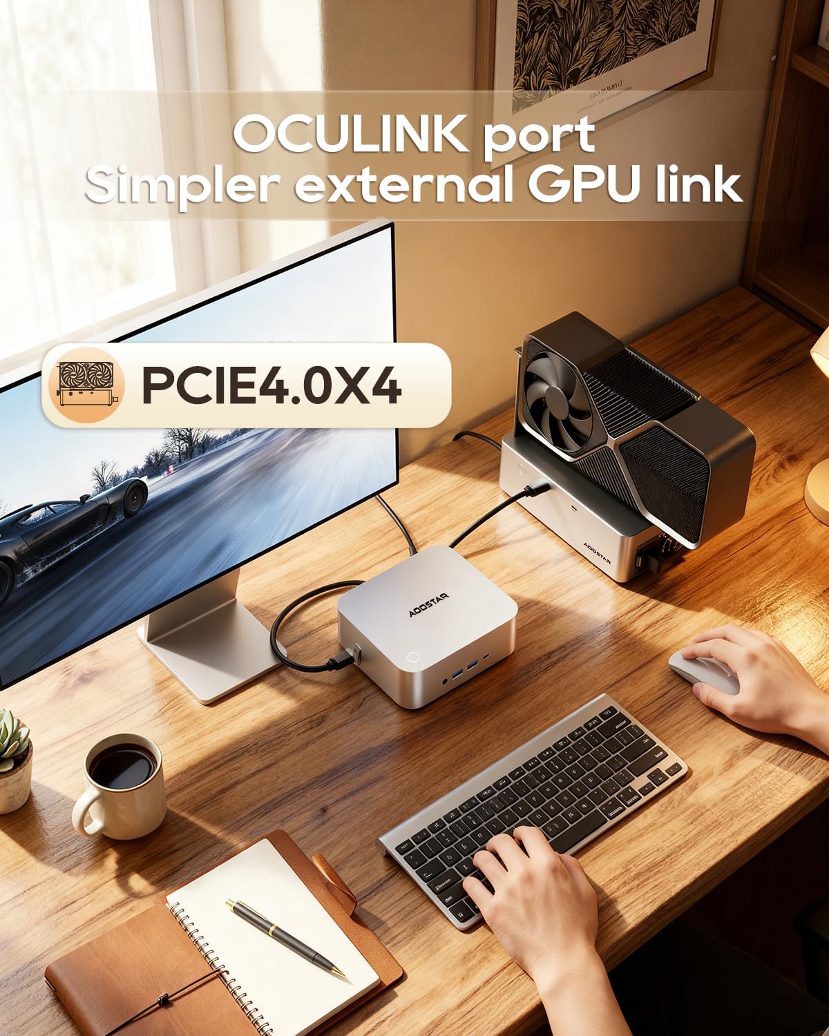 AOOSTAR MACO AMD Ryzen 7 6850H Mini PC (Beat 7735HS/7730U/6800H, up to 4.7GHz), 24GB LPDDR5 RAM+ 1TB PCIe4.0 NVMe SSD, 3×M.2 Slots, Dual 2.5G LAN, Dual USB4, OCuLink, 4-Screen 4K Display - Image 5