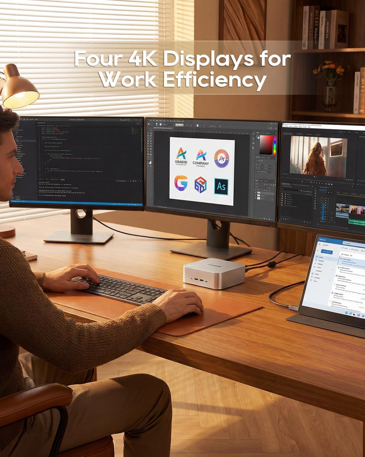 AOOSTAR MACO AMD Ryzen 7 6850H Mini PC (Beat 7735HS/7730U/6800H, up to 4.7GHz), 24GB LPDDR5 RAM+ 1TB PCIe4.0 NVMe SSD, 3×M.2 Slots, Dual 2.5G LAN, Dual USB4, OCuLink, 4-Screen 4K Display - Image 6