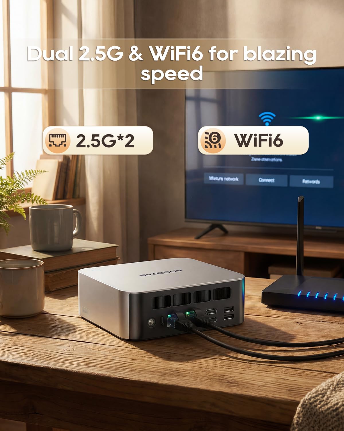 AOOSTAR MACO AMD Ryzen 7 6850H Mini PC (Beat 7735HS/7730U/6800H, up to 4.7GHz), 24GB LPDDR5 RAM+ 1TB PCIe4.0 NVMe SSD, 3×M.2 Slots, Dual 2.5G LAN, Dual USB4, OCuLink, 4-Screen 4K Display - Image 7