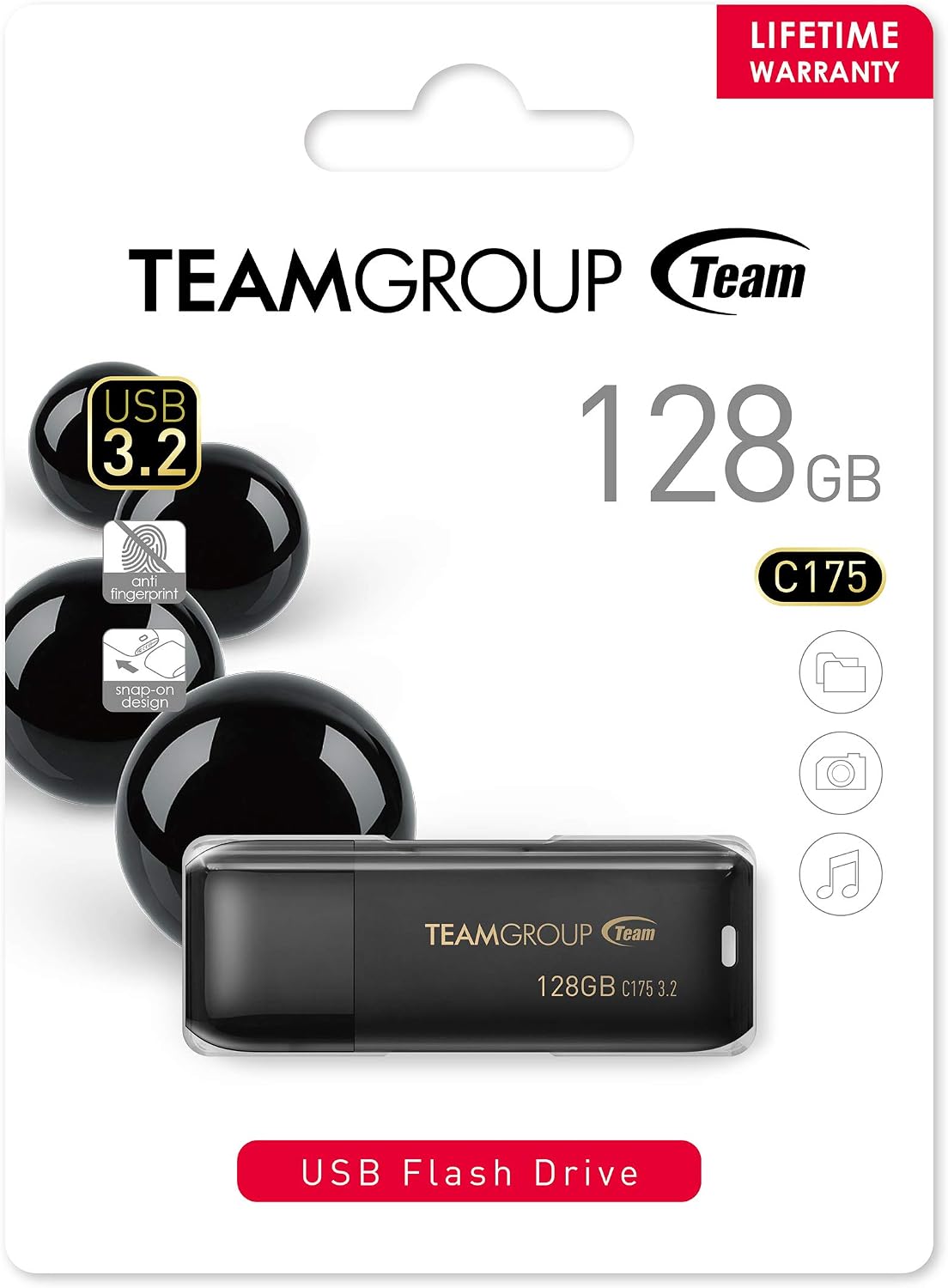 TEAMGROUP C175 128GB 2 Pack USB 3.2 Gen 1 (USB 3.1/3.0) Read 100MB/s Flash Thumb Drive, External Data Storage Memory Stick Compatible with Computer/Laptop Matte Black TC1753128GB22 - Image 9