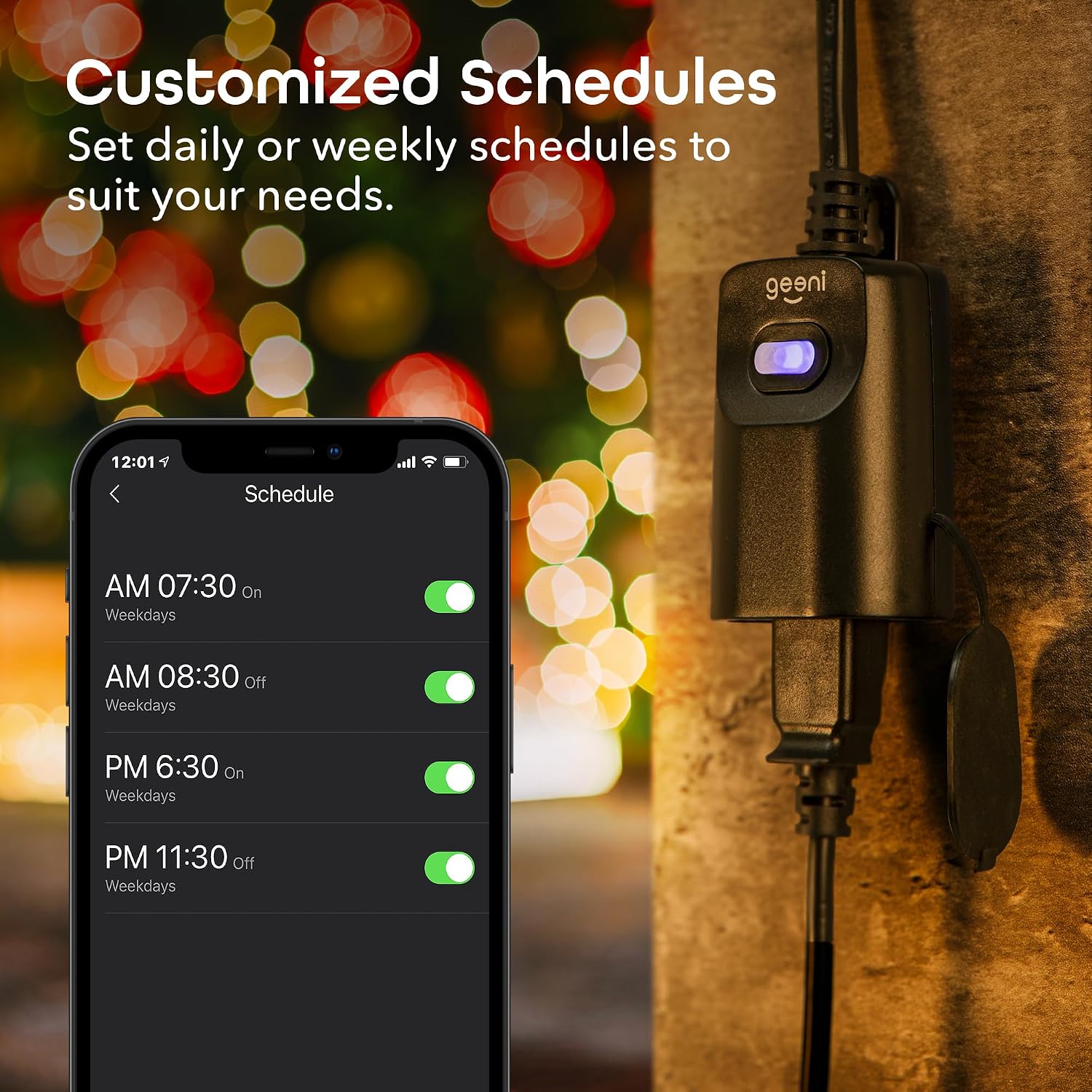 Geeni Indoor/Outdoor Smart Plug Weatherproof, 1 Socket –No Hub Wireless Remote Control and Timer –Works with Amazon Alexa, Google Assistant, Requires 2.4 GHz Wi-Fi, Black - Image 7