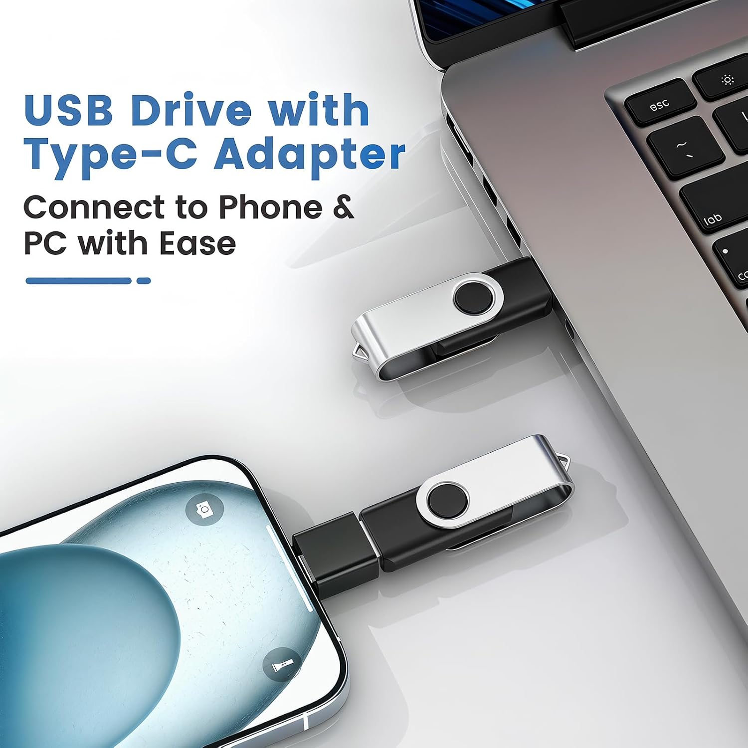 ABLAZE 128GB Flash Drive with Type C Adater, USB 2.0 Thumb Drive - Image 2