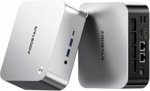 AOOSTAR MACO AMD Ryzen 7 6850H Mini PC (Beat 7735HS/7730U/6800H, up to 4.7GHz), 24GB LPDDR5 RAM+ 1TB PCIe4.0 NVMe SSD, 3×M.2 Slots, Dual 2.5G LAN, Dual USB4, OCuLink, 4-Screen 4K Display