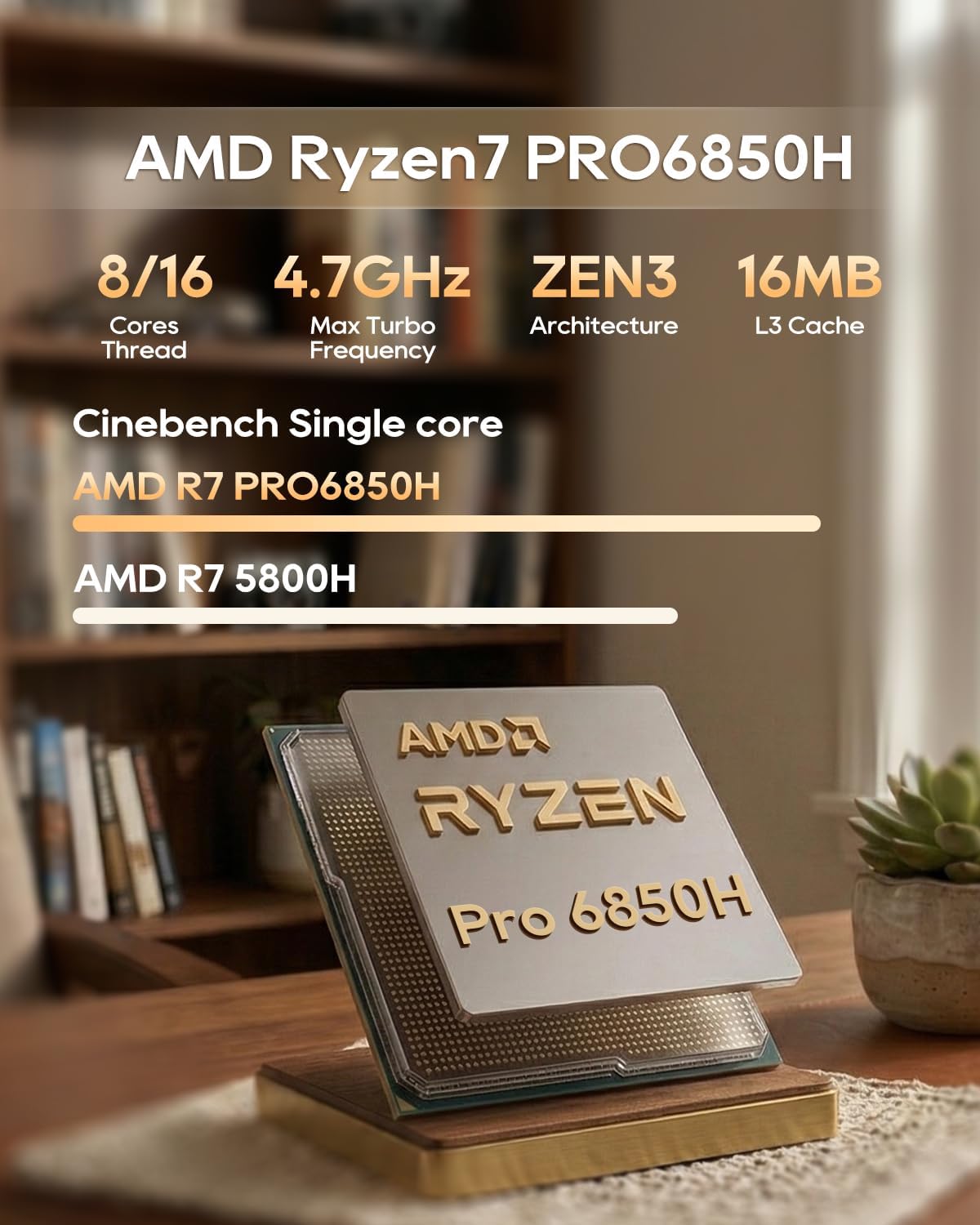 AOOSTAR MACO AMD Ryzen 7 6850H Mini PC (Beat 7735HS/7730U/6800H, up to 4.7GHz), 24GB LPDDR5 RAM+ 1TB PCIe4.0 NVMe SSD, 3×M.2 Slots, Dual 2.5G LAN, Dual USB4, OCuLink, 4-Screen 4K Display - Image 2