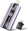 EATOP 512GB Flash Drive Intended for iPhone iPad, USB Photo Stick for Photo & Video Backup, External Phone Memory Storage, No App Required, Compatible with iOS, Android & PC, Purple