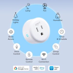 Geeni Dot Plug, 2.4 GHz Wi-Fi, Fire-Resistant, Schedule & Timer, 1-Pack