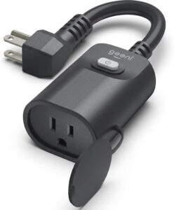 Geeni Indoor/Outdoor Smart Plug Weatherproof, 1 Socket –No Hub Wireless Remote Control and Timer –Works with Amazon Alexa, Google Assistant, Requires 2.4 GHz Wi-Fi, Black