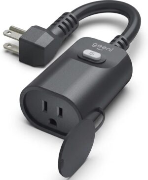 Geeni Indoor/Outdoor Smart Plug Weatherproof, 1 Socket –No Hub Wireless Remote Control and Timer –Works with Amazon Alexa, Google Assistant, Requires 2.4 GHz Wi-Fi, Black