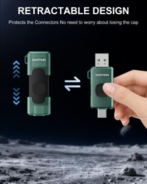 KOOTION 64GB Dual USB-A & Type-C Flash Drive up to 110MB/s USB 3.2 Gen 1