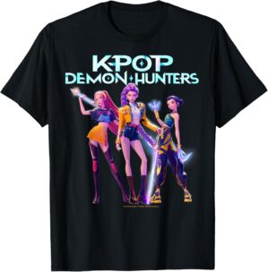 Kpop Demon Hunters Huntrix Heroic Poses Group Shot T-Shirt
