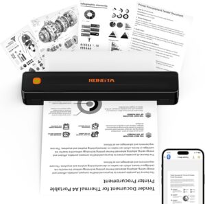 Rongta Thermal Portable Printers Wireless for Travel, Bluetooth Mobile Printer, Inkless Printer for School/Office/Home Use, Compatible with Android,iOS & Laptop(Black)