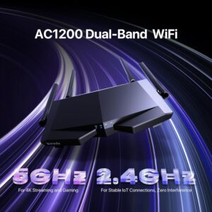Tenda AC1200 Smart WiFi Router, High Speed Dual Band Wireless Internet Router with Smart APP, 4 x 100 Mbps Fast Ethernet Ports, Supports Guest WiFi, Access Point Mode, IPv6 and Parental Controls(AC6)