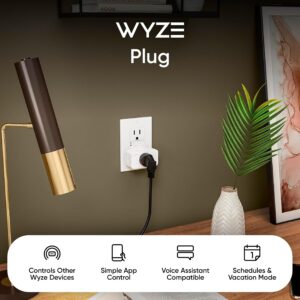 Wyze Plug, 2.4GHz WiFi Smart Plug, Works with Alexa, Google Assistant, IFTTT, No Hub Required, Two-Pack, White
