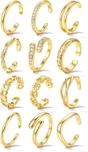 YADOCA Gold Toe Rings for Women Non Tarnish - Adjustable Silver Toe Ring