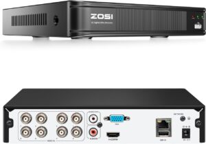 ZOSI H.265+ 8 Channel 5MP Lite Security DVR Recorder, Hybrid 4-in-1, NO HDD
