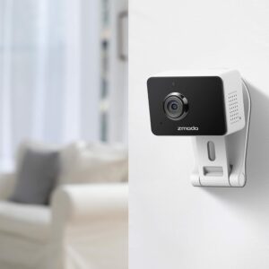 Zmodo Mini Pro, 1080P Plug-in WiFi Security Camera, Indoor Smart Camera with AI Motion Detection, Pet Nanny Cam, Night Vision, 2-Way Audio, Phone App, Works with Alexa & Google Assistant.