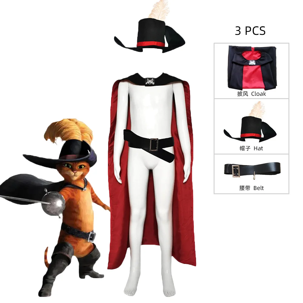 Anime A Cat Wearing Shoes Cosplays Cat Costume Adult Cloak Hat and Belt Set Halloween Party Stage Show Kid Prop Clothing