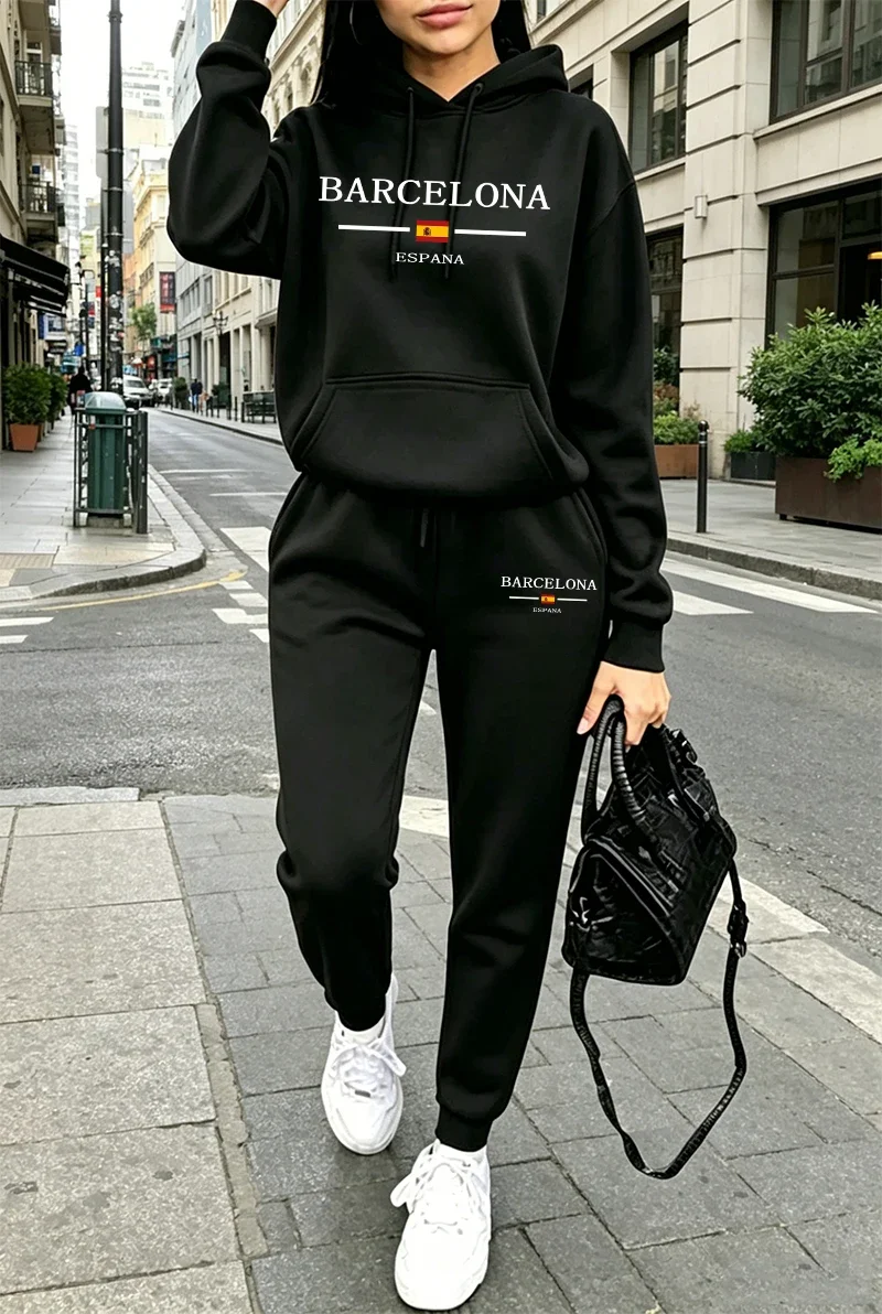 Fashion Womens Tracksuit Printing Casual Hoodie Sweatshirts Outdoors Sports Jogging Clothing Autumn Winter Quality Sportswear