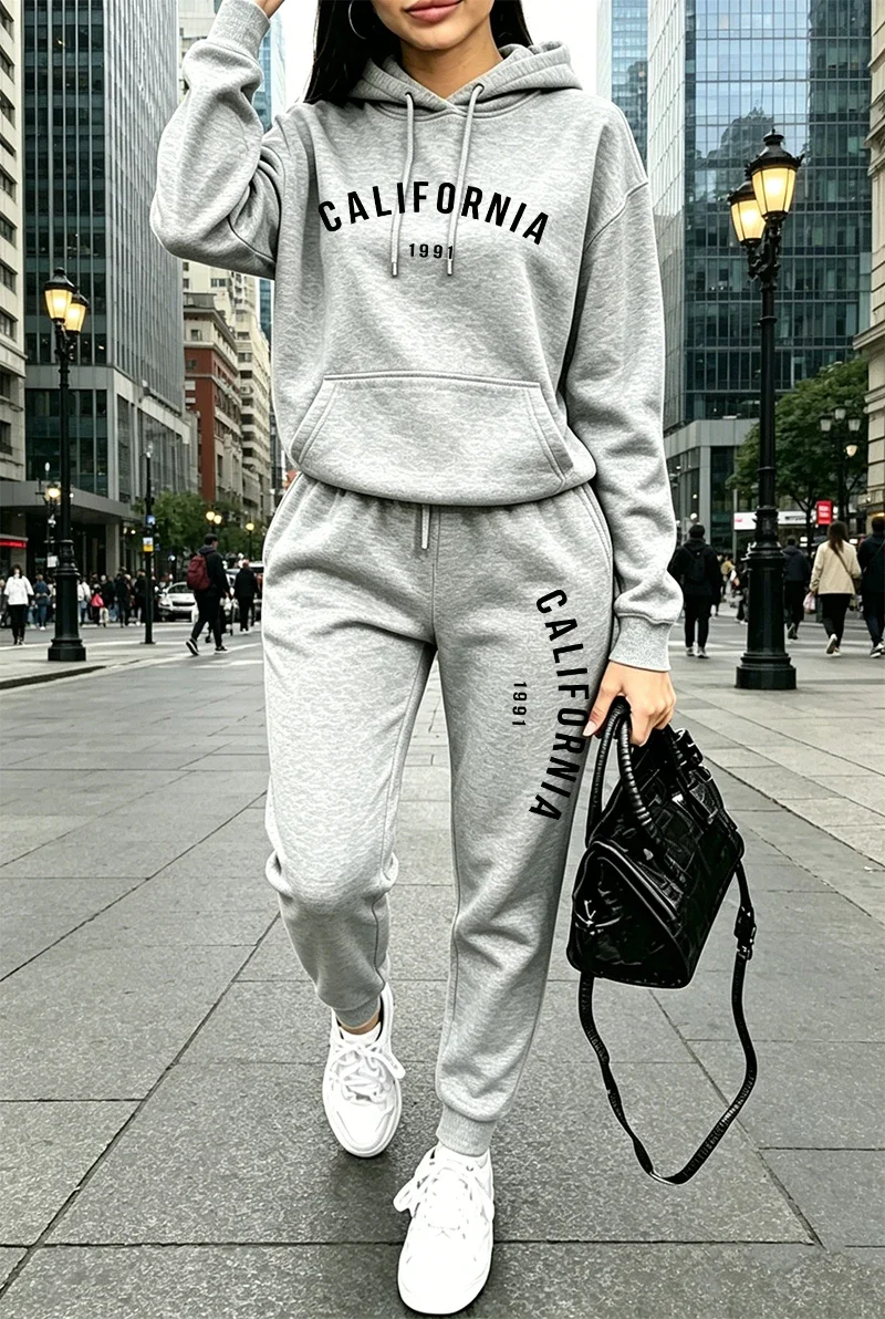 Hot Sales Womens Tracksuit Printing Casual Hoodie Sweatshirts Sweatpants Daily Sports Jogging Clothing Autumn Winter Streetwear