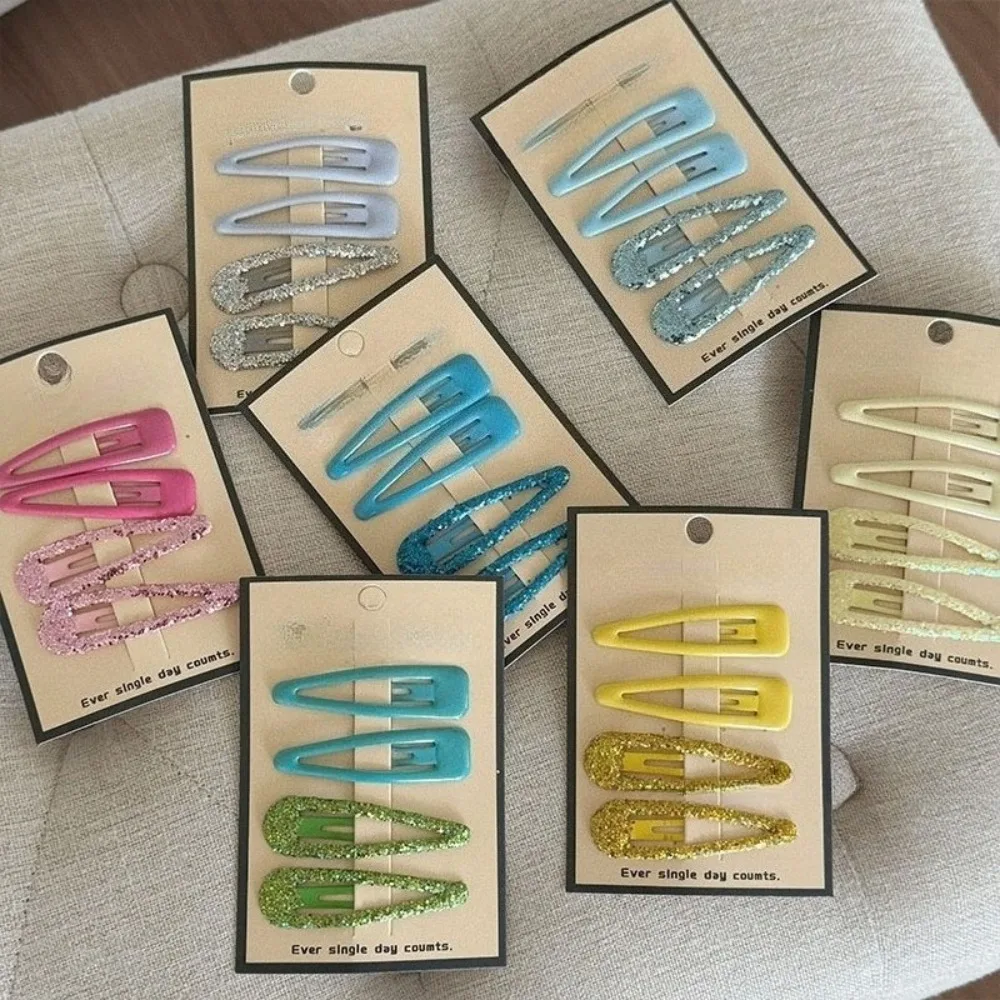 Korean Style Water Drop Barrettes Bright Pink Hair Clips for Girls Children Bangs Side Hairpin