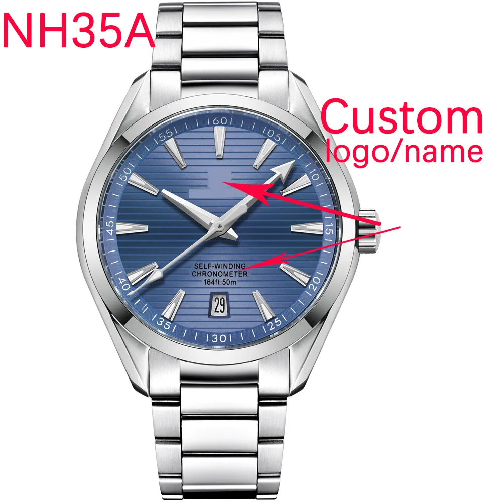 Luxury NH35 Movt Custom Logo 41mm Man Sport Automatic Relogio Masculino Mechanical Wristwatch Sapphire Steel Band Men's Watch