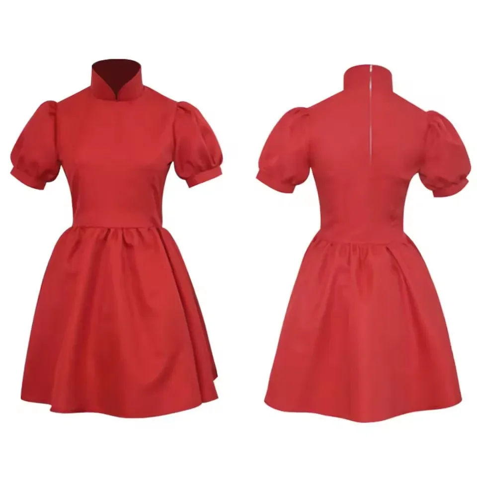 On The Cliff Red Dress Anime Ponyo Cosplay Costume Halloween Lolita Cos Uniforms for Adult Kid Party Roleplay Carnival Clothing